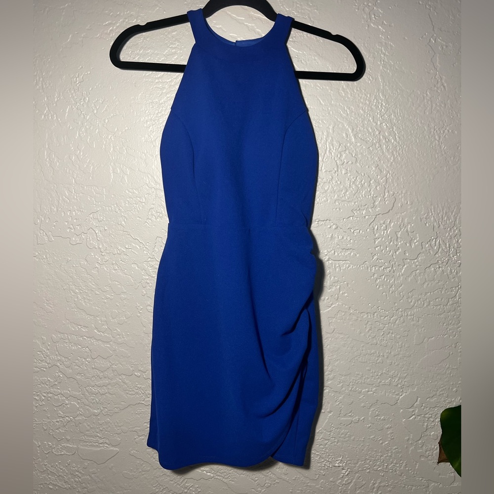 Blue Sincerely Jules Mini Dress with Rhinestone Fringe